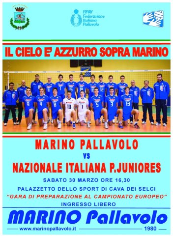 Pallavolo: la Nazionale italiana juniores affronta la Marino Pallavolo in amichevole