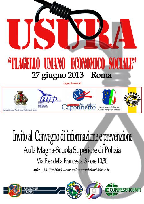 Convegno “Usura : flagello Umano, Economico, Sociale”