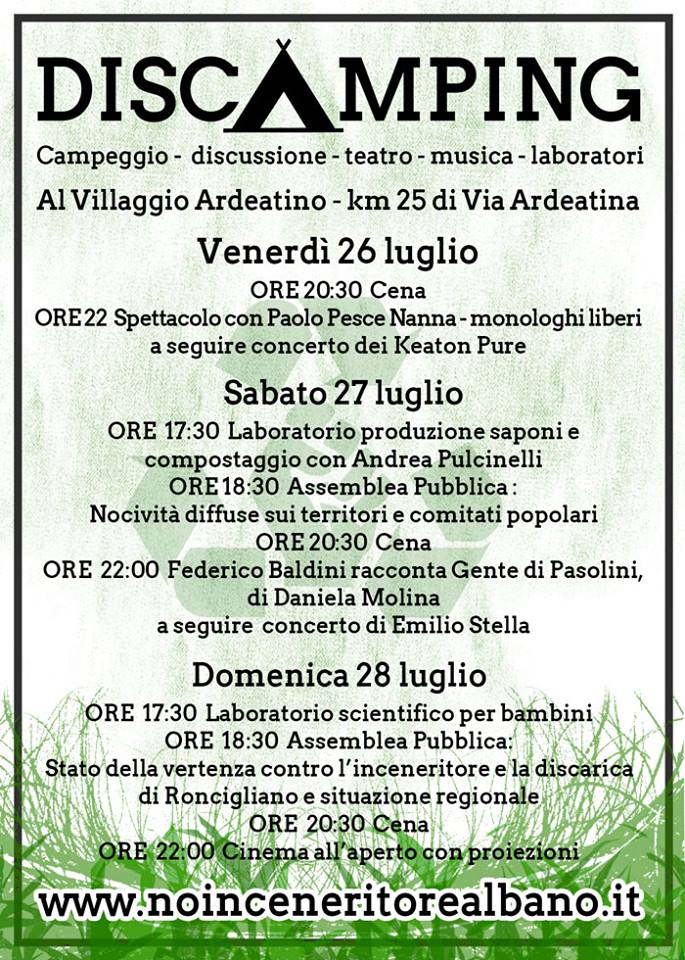 Roncigliano,al via il Dis-Camping: ecco il programma del weekend