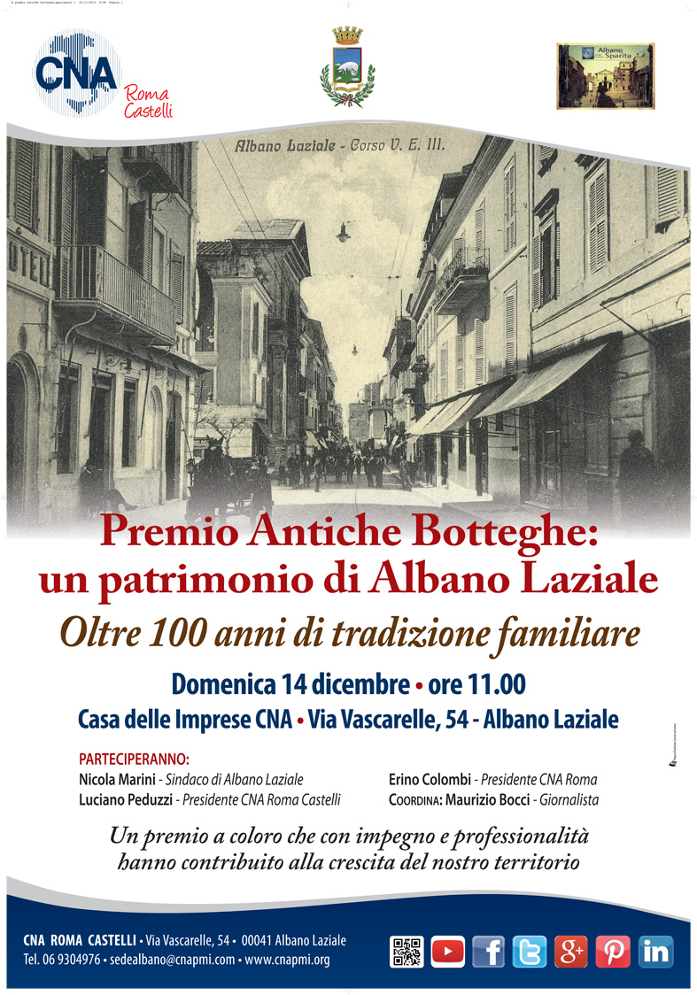 Premiazione “Antiche botteghe: un patrimonio di Albano Laziale”