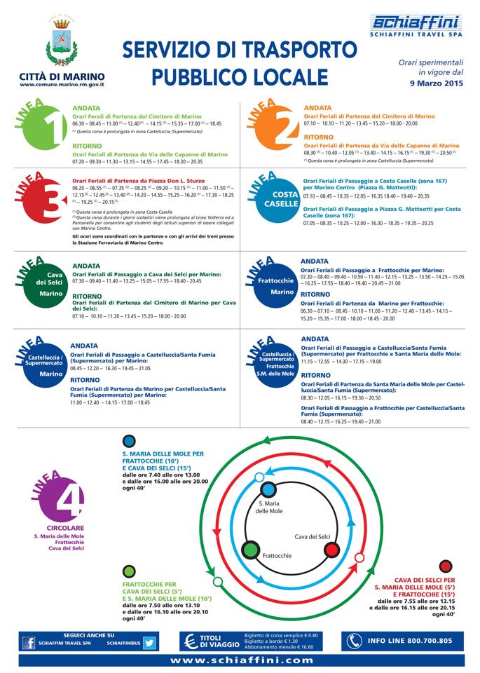 Marino, nuove corse tra centro e frazioni. Ecco gli orari