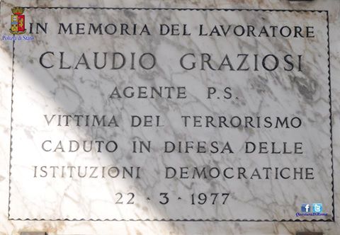 La ‪‎questura‬ di Roma commemora la guardia di Ps Claudio Graziosi