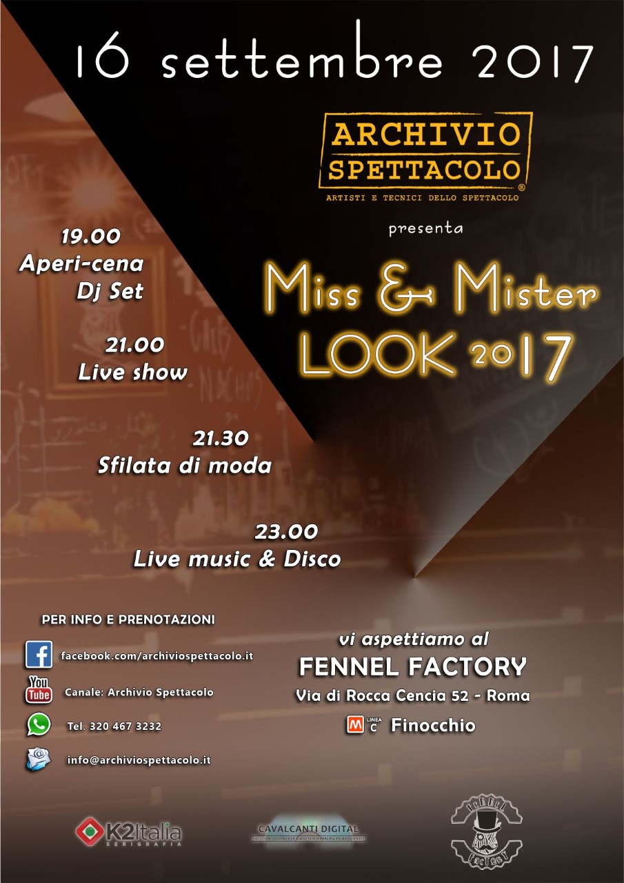 Tutto pronto per  “Miss & Mister look archivio spettacolo 2017”