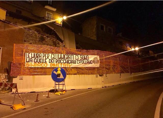 Rocca di Papa, CasaPound: “Muro crollato, Italiani cittadini di serie b”