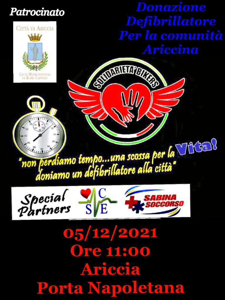 ARICCIA CITTÀ CARDIOPROTETTA, L’INIZIATIVA DELL’ASS. “SOLIDARIETA’ BIKERS”