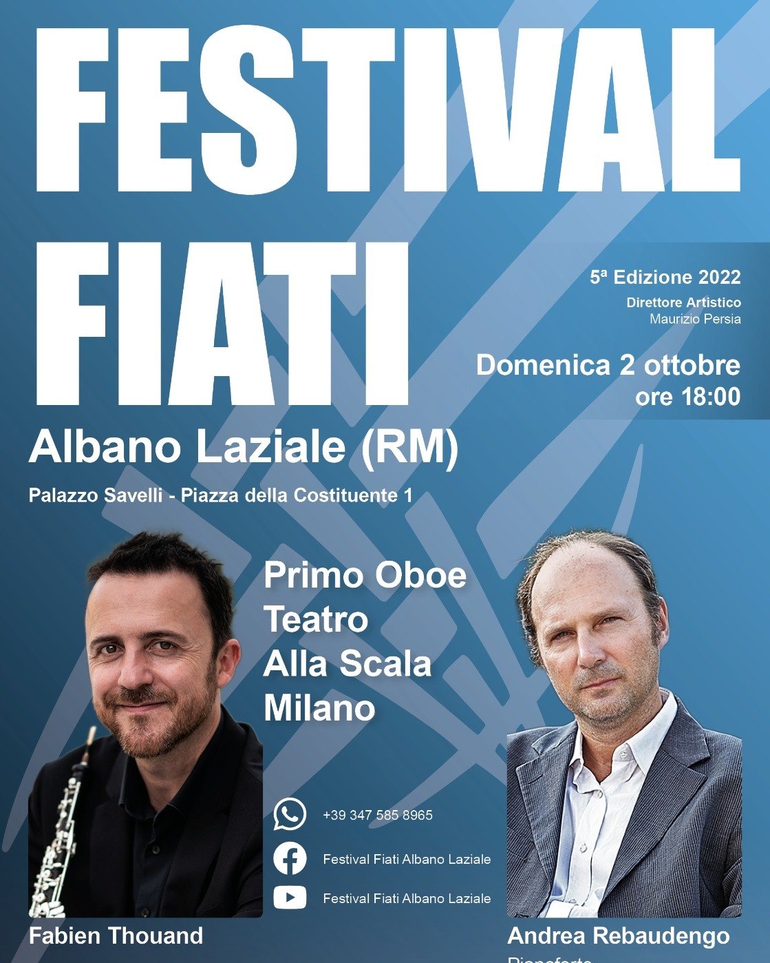 Domenica 2 ottobre al via V edizione Festival Fiati Albano Laziale con Fabien Thouand