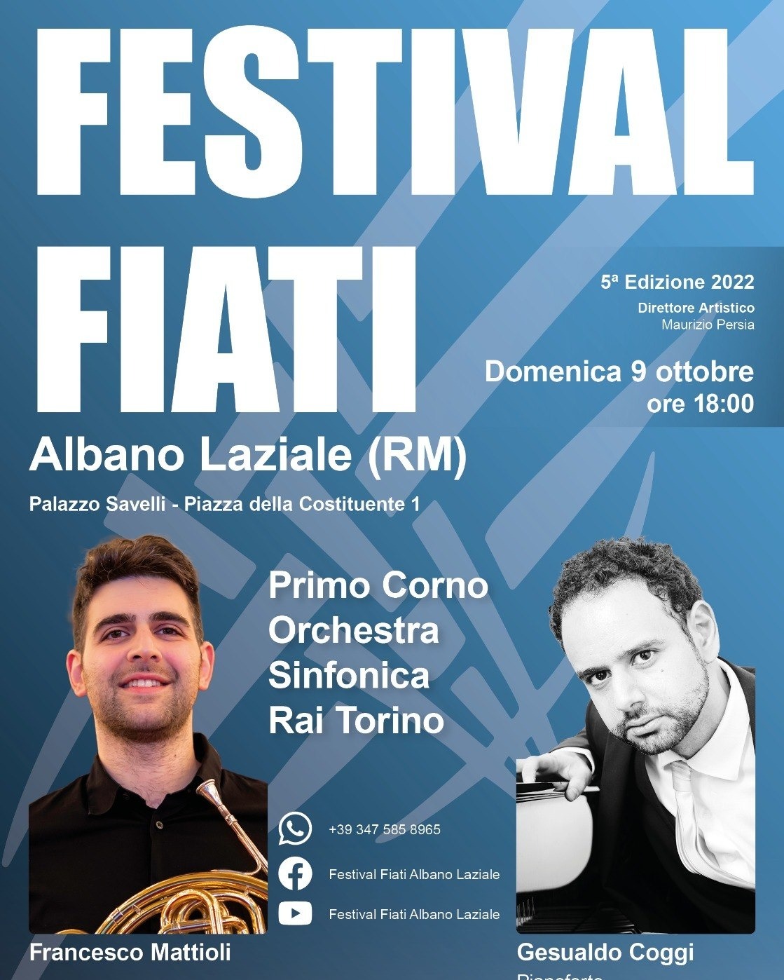Francesco Mattioli a Palazzo Savelli. Il primo corno dell’Orchestra Sinfonica Rai ad Albano per il Festival Fiati