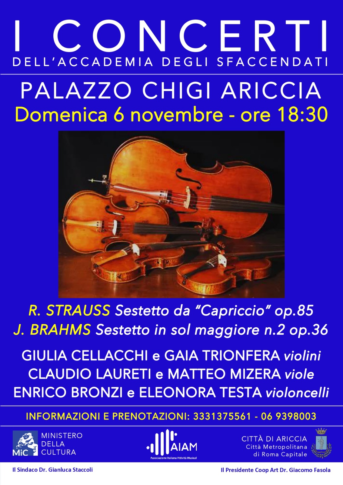Due Sestetti di Brahms e Richard Strauss al Palazzo Chigi di Ariccia