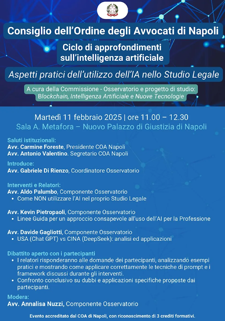 Napoli, è tutto pronto per il terzo ed ultimo appuntamento del “Ciclo di approfondimenti sull’intelligenza artificiale”